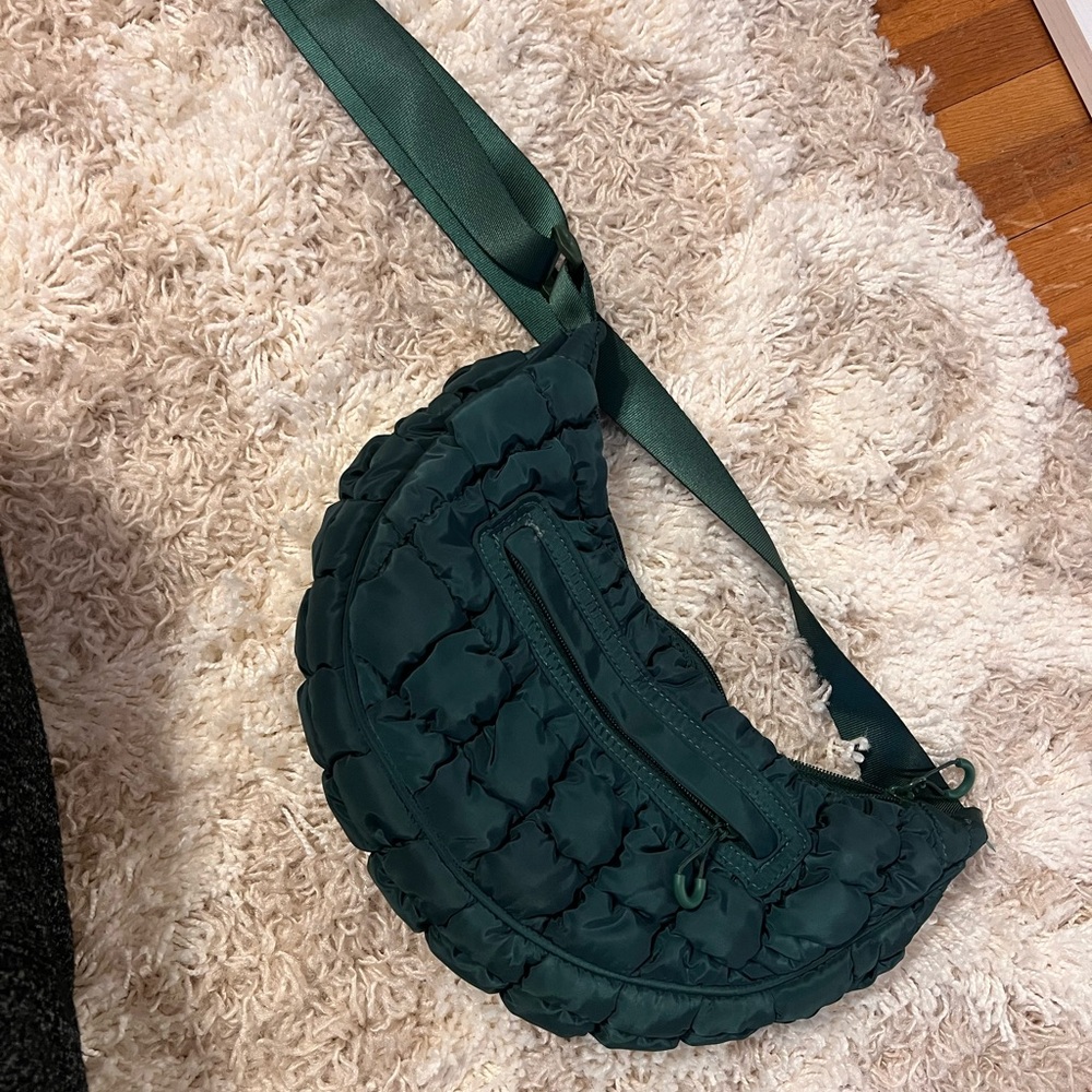 Green Quilted Shoulder Bag